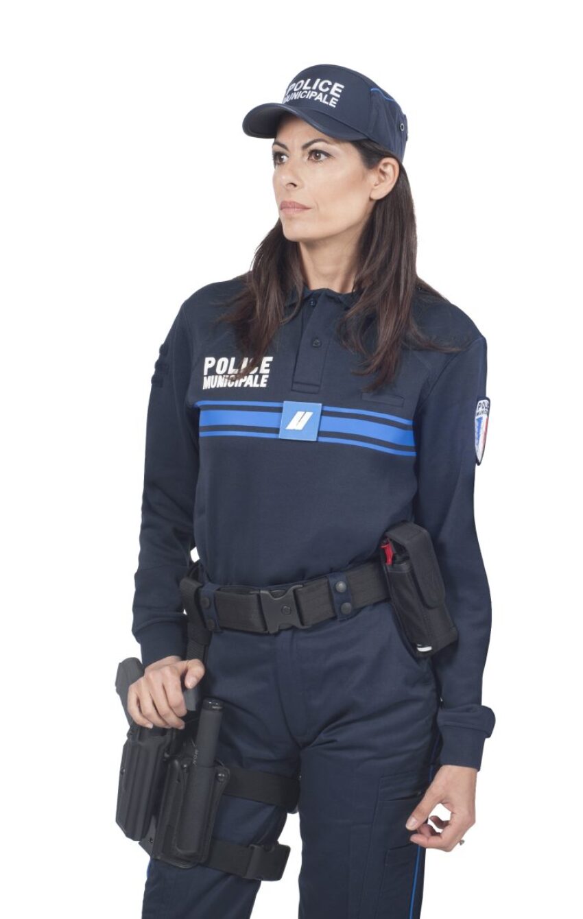 Polo bleu Police Municipale manches longues maille DSW