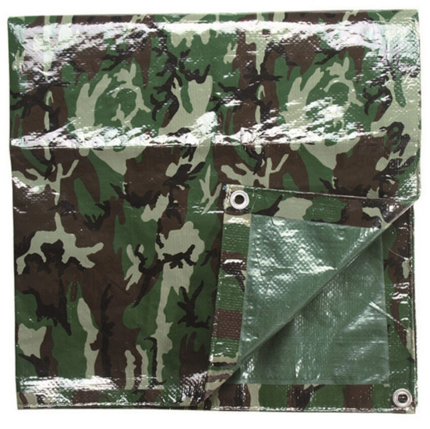 Bâche agricole camouflage Woodland 1.9x3 m avec oeillets