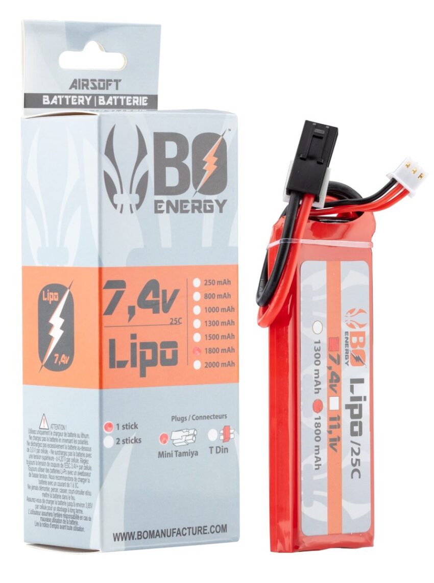 1 stick batterie Lipo 2S 7.4V 1800mAh 25C