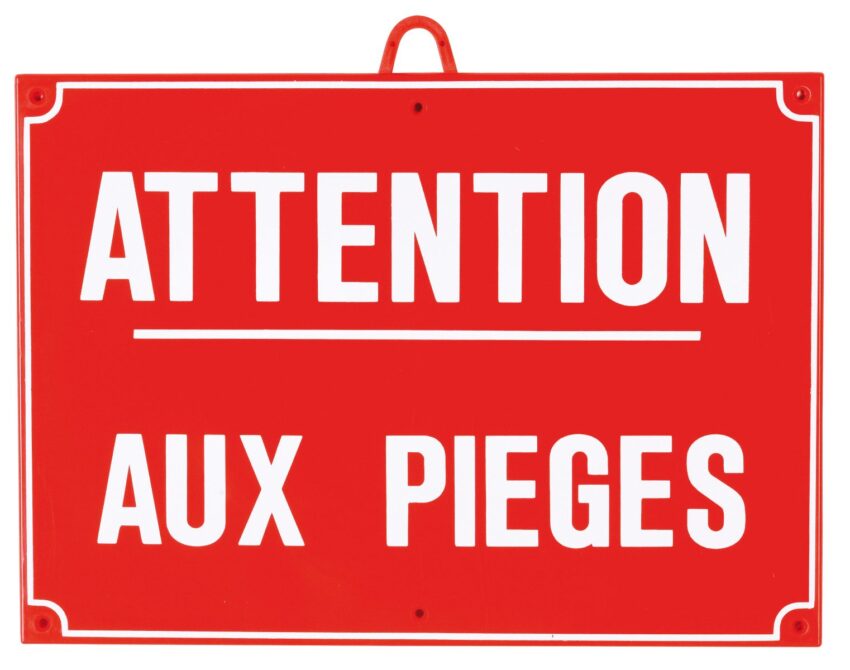 Attention piège dim 28 x 20 cm, Rouge