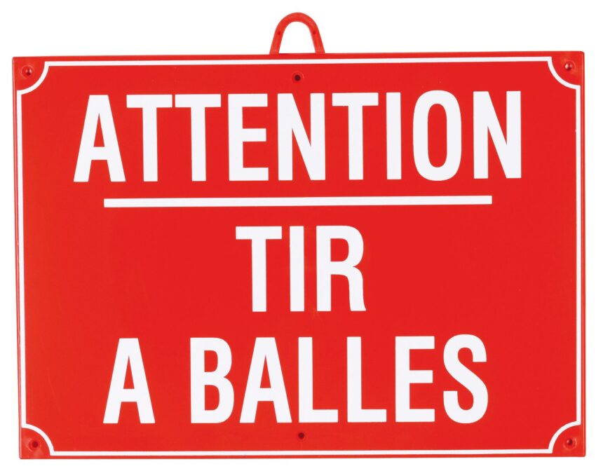 Attention tir à balles dim 28 x 20 cm, Rouge