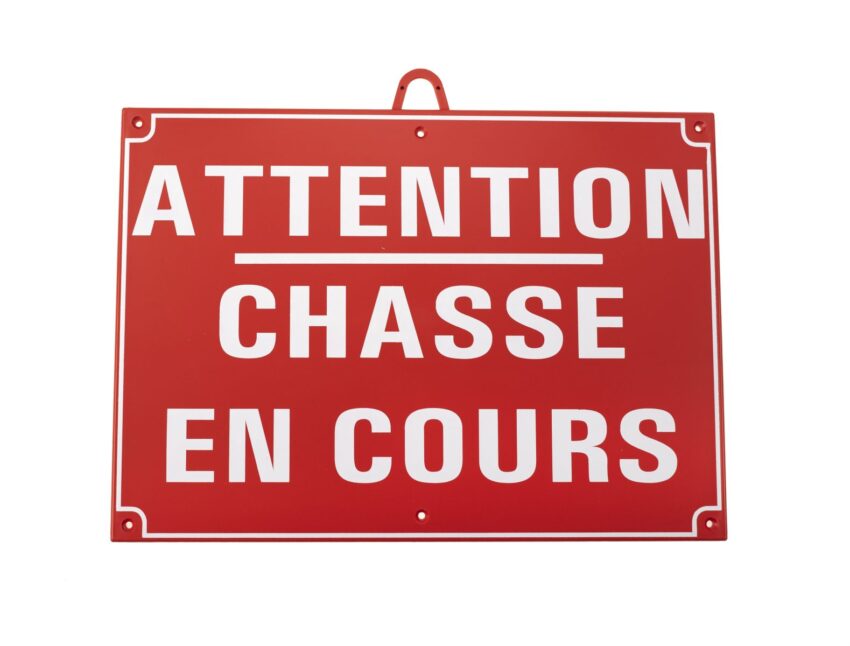 Attention chasse en cours dim 28 x 20 cm, Rouge