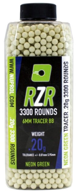 Billes Airsoft 6mm RZR 0.20g bouteilles 3500 bbs TRACER vertes