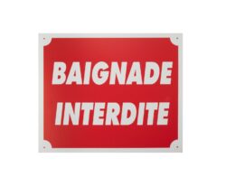 Panneau baignade interdite dim 25 x 30 cm alu