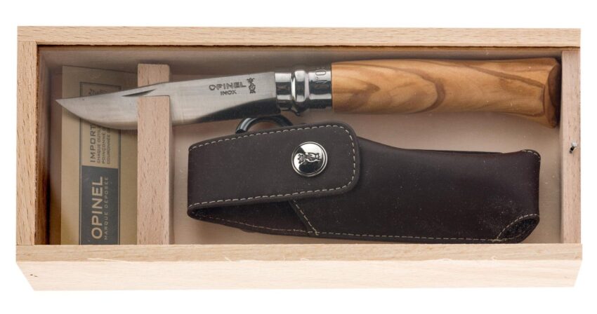 Coffret couteau Opinel numéro 8 - bois d'olivier