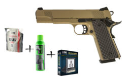 Pack de Noel réplique GBB Raven 1911 MEU Tan 1J + billes + ci...