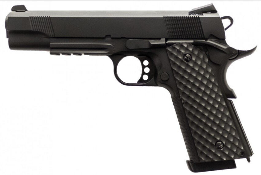 Réplique GBB 1911 MEU Rail Raven full metal gaz noir 1,0J