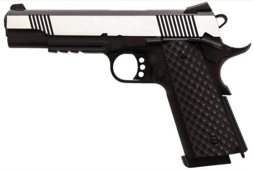 Réplique GBB 1911 MEU Rail Raven full metal gaz noir silver 1,0J