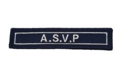 Barrette A.S.V.P brodée sur velcro