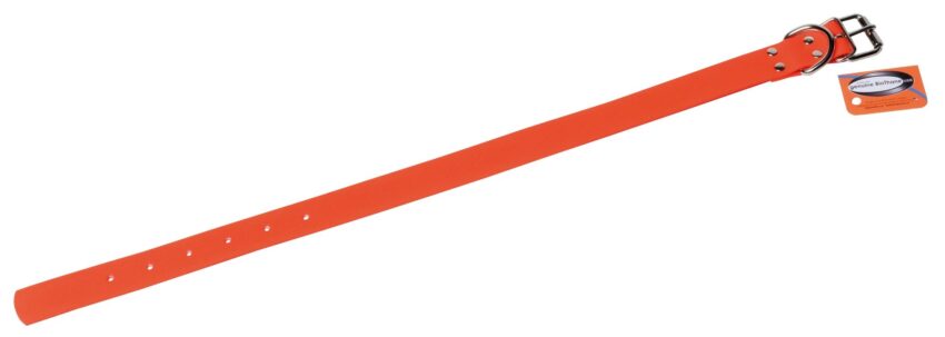 Collier Orange fluo biothane long 55 cm larg 25 mm