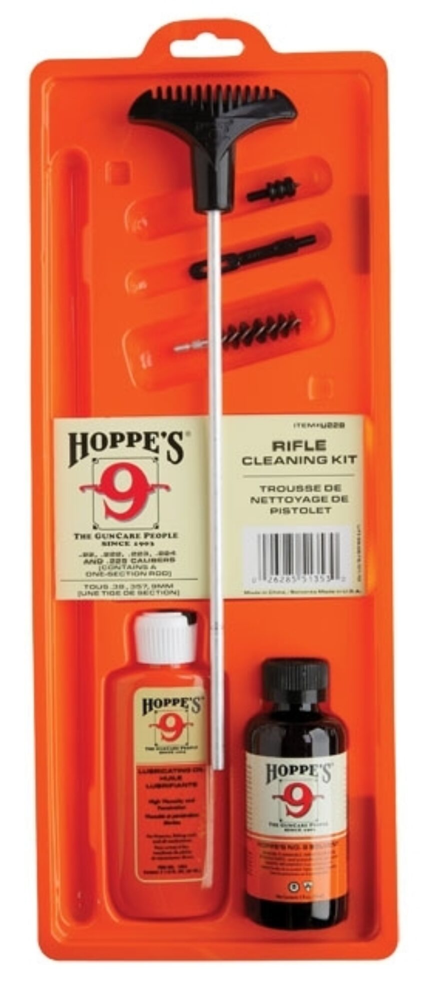 Kit de nettoyage Hoppe's pour Pistolet c/.38, .357 et 9 mm sous blister