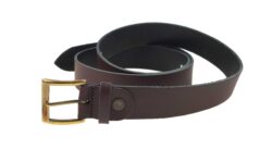 Ceinture en cuir Januel avec écusson sanglier - Marron