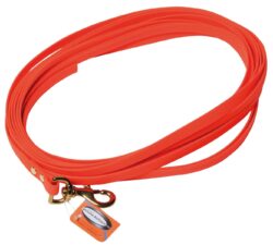 Laisse de recherche Orange fluo biothane long 16 m larg 20 mm