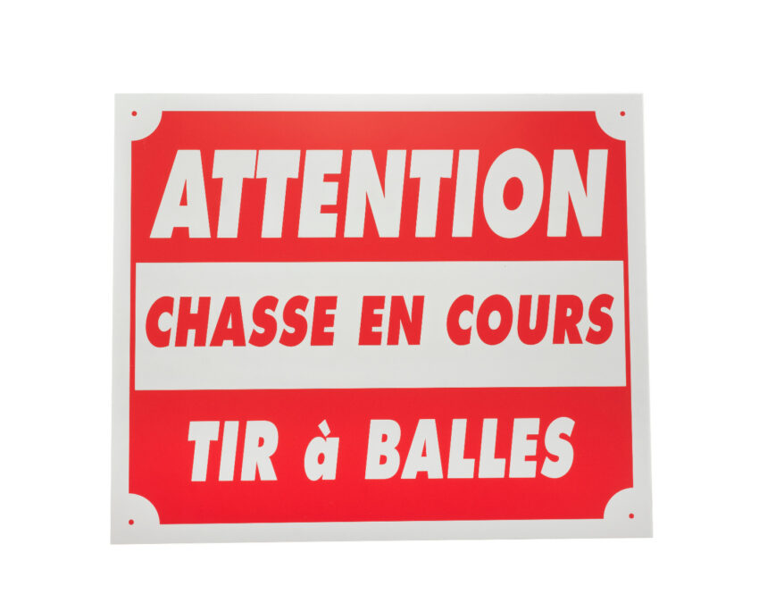 Panneaux attention chasse en cours tir à balles 25 x 30cm alu