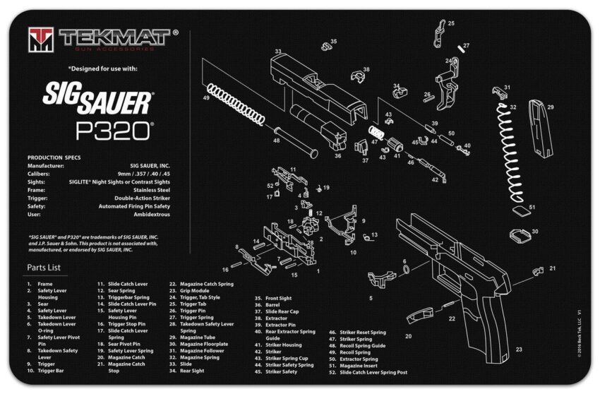 Tapis de démontage Tekmat pour pistolet P320